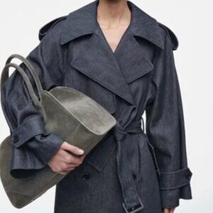 COS Small Studio Bowling Bag in Grey Suede